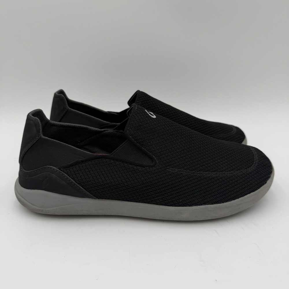 OluKai Nohea Pae Mesh Black Slip-On Foldable Heel Comfort Loafer Shoes Mens 10.5